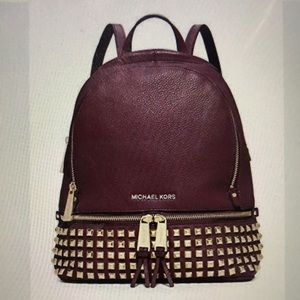 Michael Kors Rhea Zip Studded Backpack - Burgundy, Small